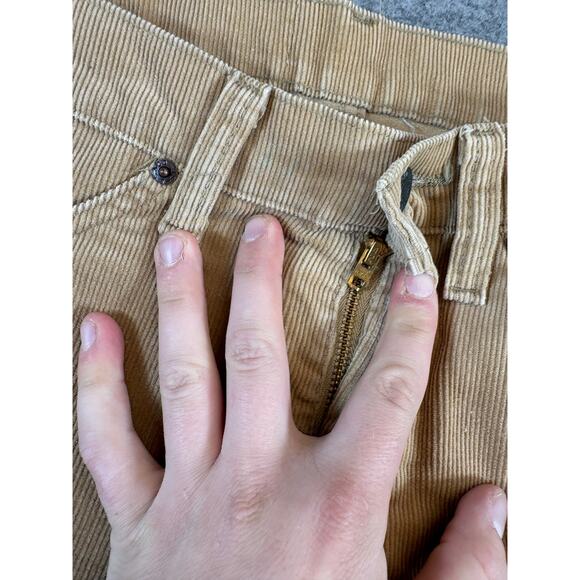 VINTAGE 80s Levis 505 Corduroy Pants Mens 30x30 Tan Straight Leg White Tab Retro - Picture 7 of 11
